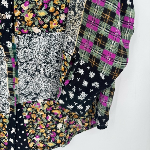 Way To Go Women's Vintage Floral Patchwork Longsleeve ButtonUp Blouse Size Large - Picture 5 of 6